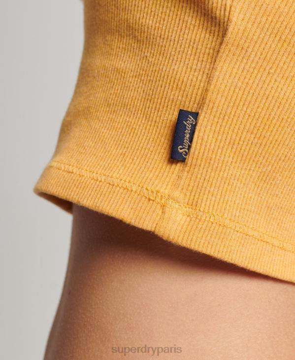 Superdry femmes caraco bordé de dentelle côtelée D64Z2350 vêtements jaune