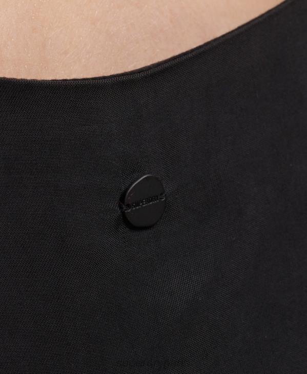 Superdry femmes caraco à bretelles en cupro D64Z3046 vêtements noir