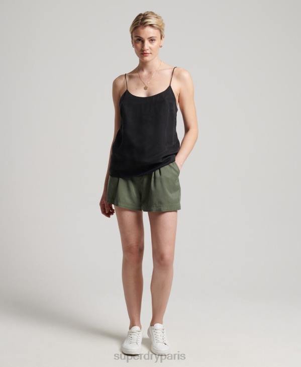 Superdry femmes caraco à bretelles en cupro D64Z3046 vêtements noir
