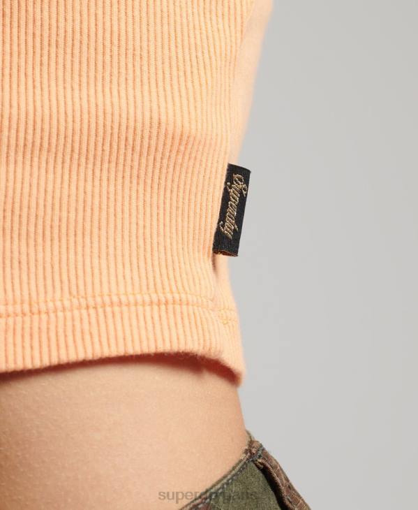 Superdry femmes caraco vintage en mini dentelle côtelée D64Z2324 vêtements orange