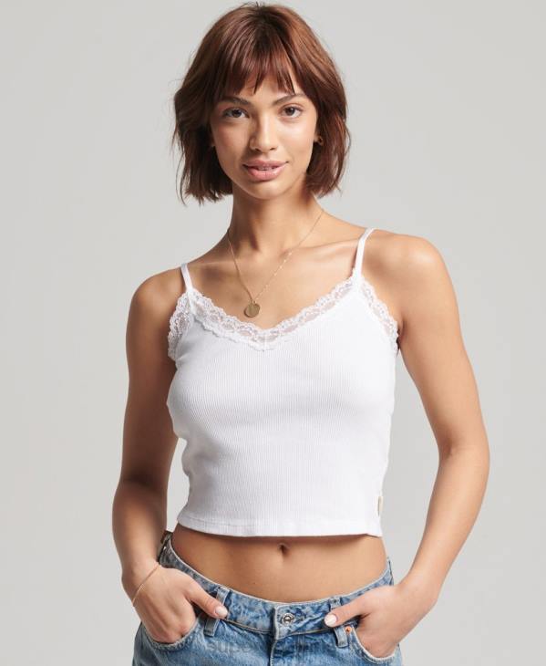Superdry femmes caraco vintage en mini dentelle côtelée D64Z2334 vêtements blanc