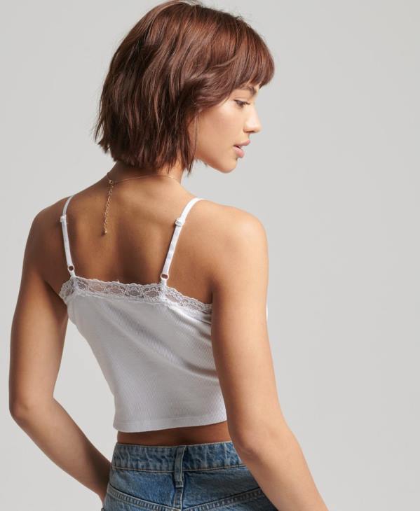 Superdry femmes caraco vintage en mini dentelle côtelée D64Z2334 vêtements blanc