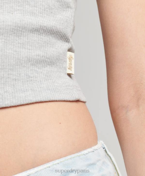 Superdry femmes caraco vintage en mini dentelle côtelée D64Z2344 vêtements gris