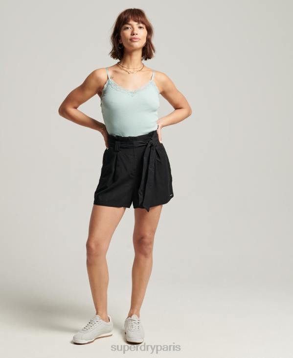 Superdry femmes caraco vintage en mini dentelle côtelée D64Z2346 vêtements bleu