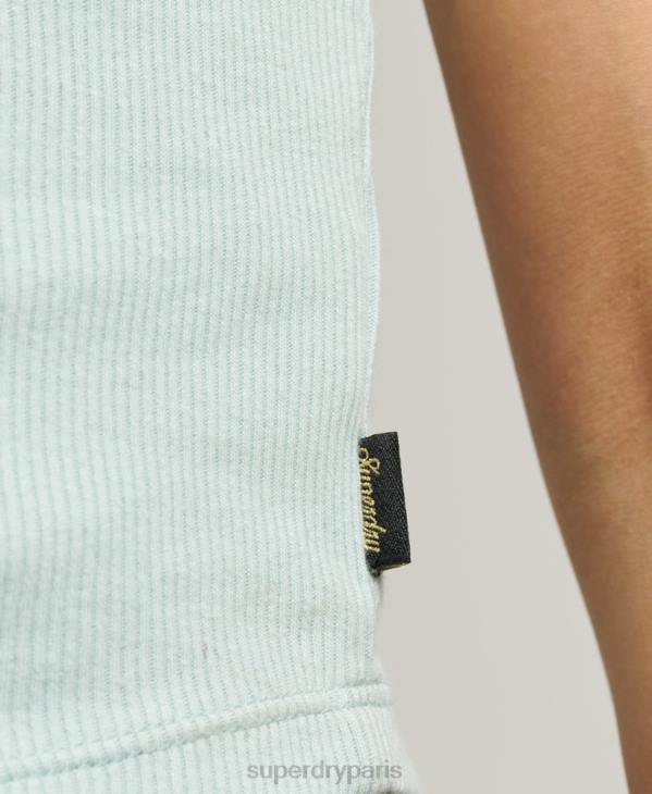 Superdry femmes caraco vintage en mini dentelle côtelée D64Z2346 vêtements bleu