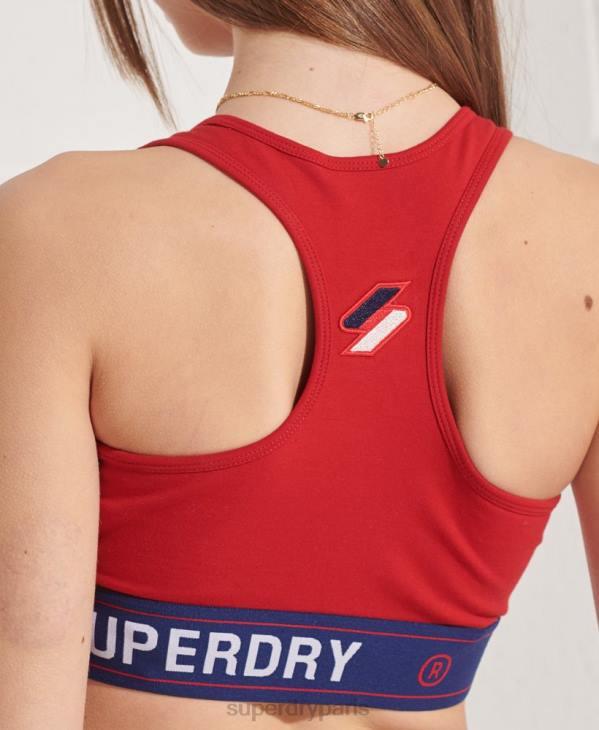 Superdry femmes crop top sport style essentiel D64Z3039 vêtements rouge