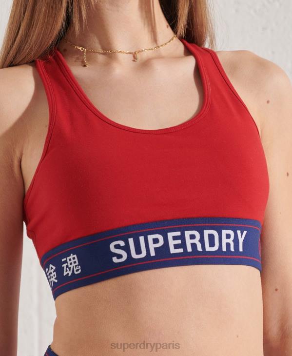 Superdry femmes crop top sport style essentiel D64Z3039 vêtements rouge