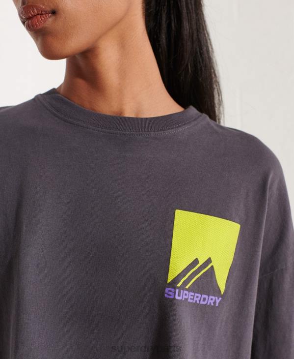 Superdry femmes crop top sports de montagne D64Z3059 vêtements gris foncé