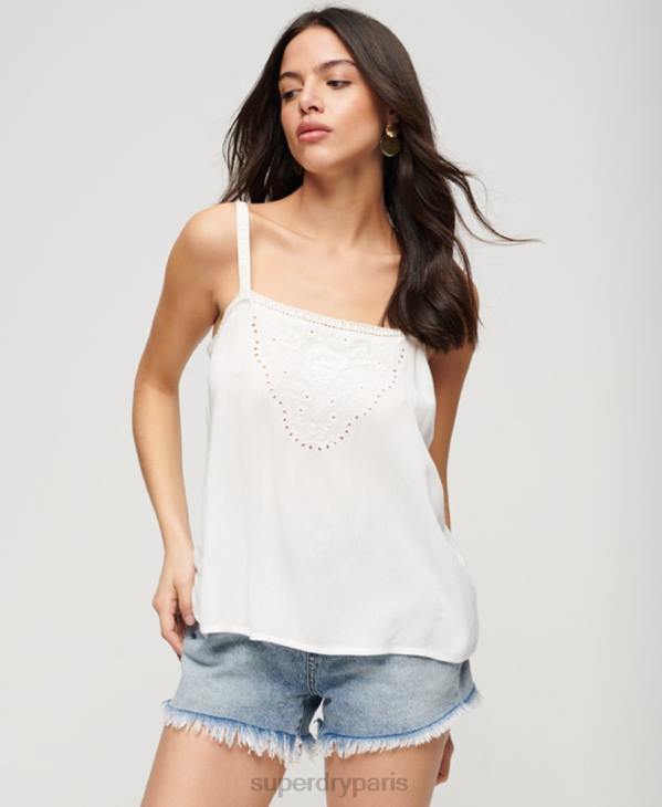 Superdry femmes débardeur brodé D64Z2057 vêtements blanc