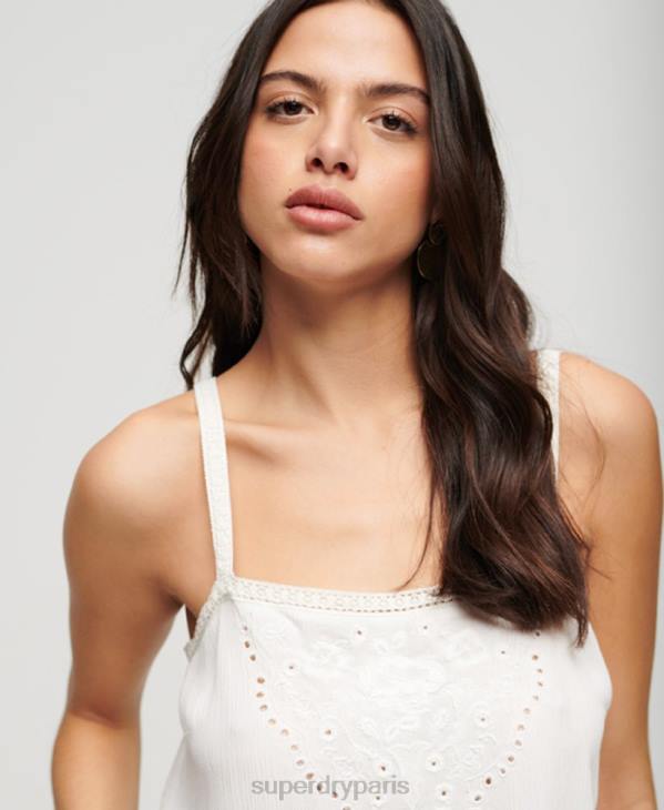 Superdry femmes débardeur brodé D64Z2057 vêtements blanc