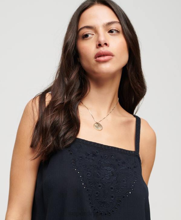 Superdry femmes débardeur brodé D64Z2087 vêtements marine