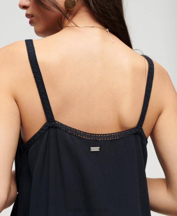 Superdry femmes débardeur brodé D64Z2087 vêtements marine