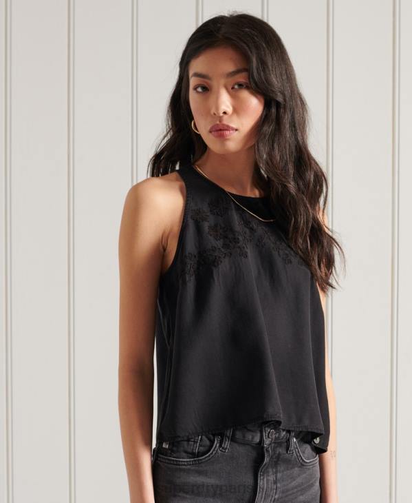 Superdry femmes débardeur brodé D64Z3067 vêtements noir