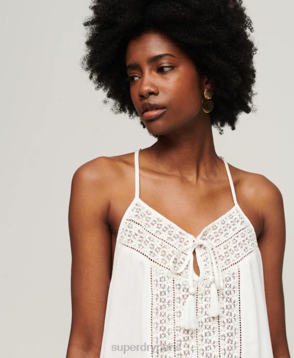 Superdry femmes débardeur à col noué D64Z2006 vêtements blanc