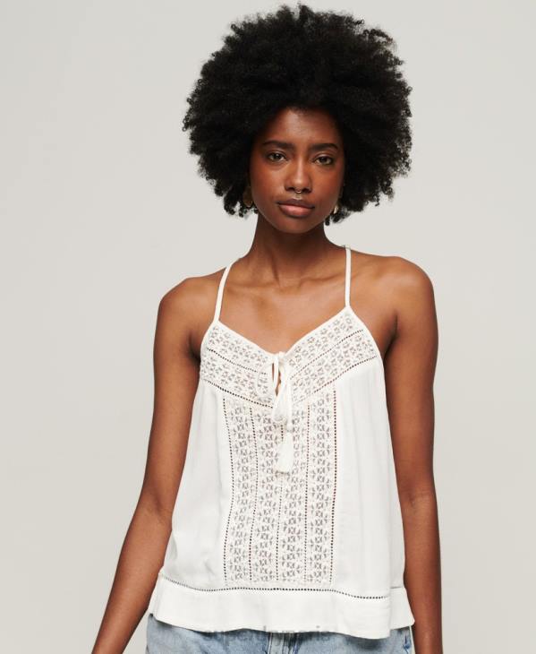 Superdry femmes débardeur à col noué D64Z2006 vêtements blanc