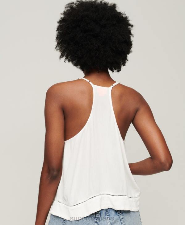 Superdry femmes débardeur à col noué D64Z2006 vêtements blanc