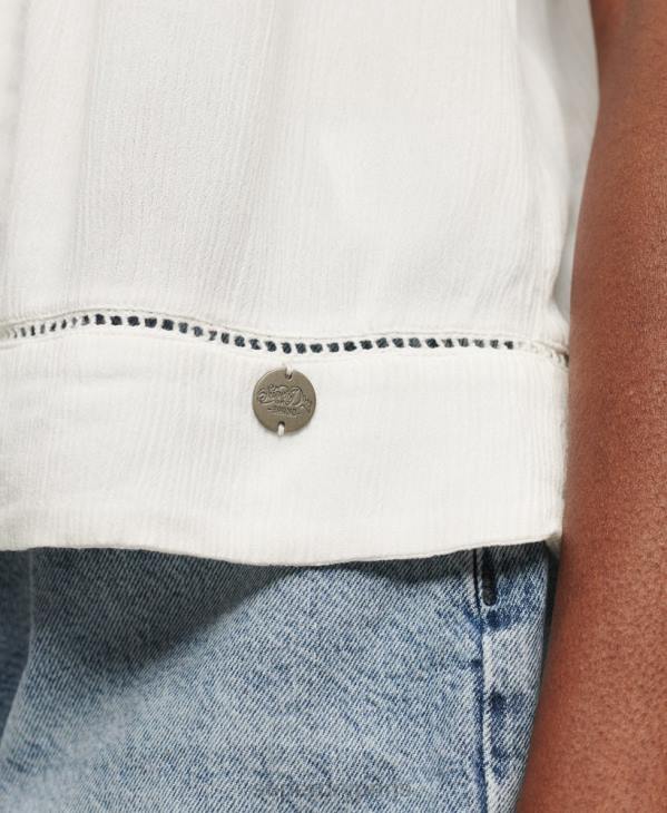 Superdry femmes débardeur à col noué D64Z2006 vêtements blanc