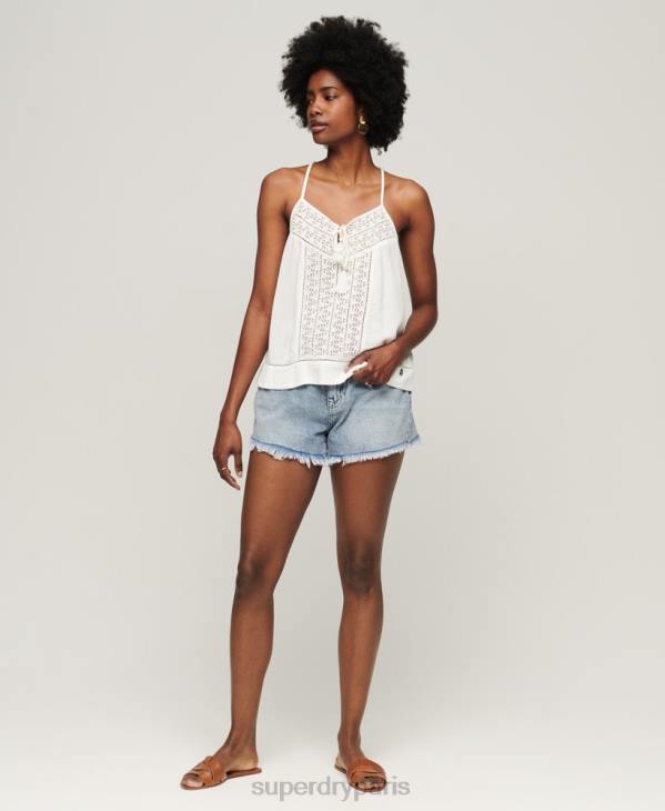 Superdry femmes débardeur à col noué D64Z2006 vêtements blanc