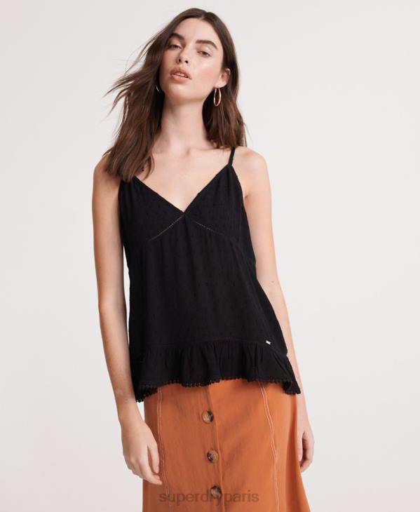 Superdry femmes débardeur d'été en dentelle D64Z6776 vêtements noir