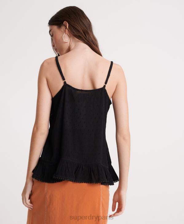Superdry femmes débardeur d'été en dentelle D64Z6776 vêtements noir