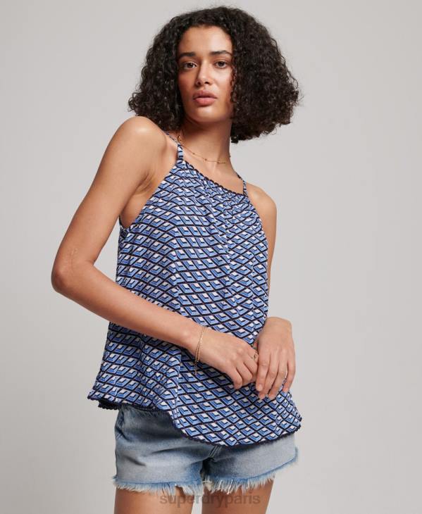 Superdry femmes débardeur de plage dos nu D64Z2052 vêtements bleu