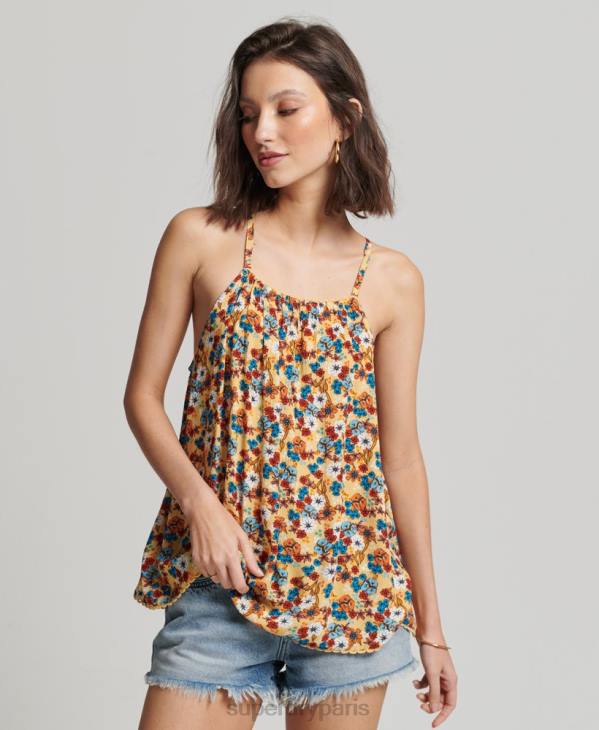 Superdry femmes débardeur de plage dos nu D64Z2176 vêtements jaune