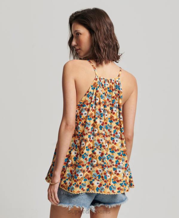 Superdry femmes débardeur de plage dos nu D64Z2176 vêtements jaune