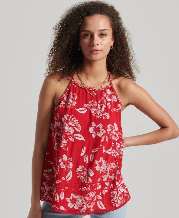 Superdry femmes débardeur de plage vintage D64Z6659 vêtements rouge
