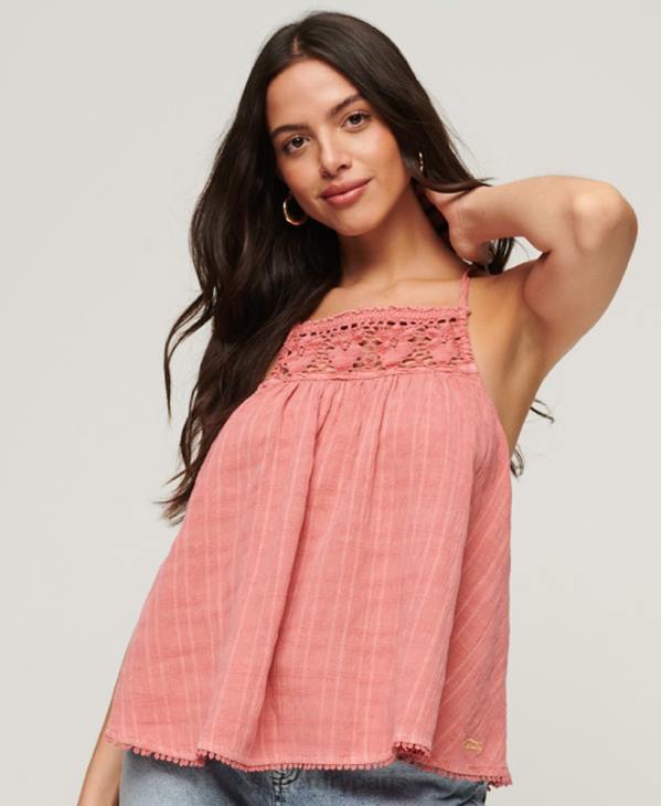 Superdry femmes débardeur dos nu vintage D64Z2877 vêtements rose