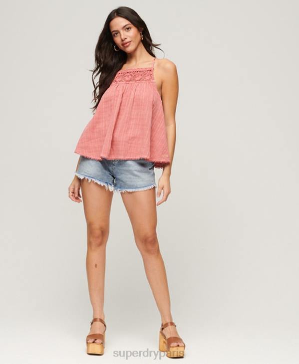 Superdry femmes débardeur dos nu vintage D64Z2877 vêtements rose