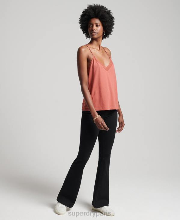 Superdry femmes débardeur en dentelle de coton bio mélangé D64Z3023 vêtements orange