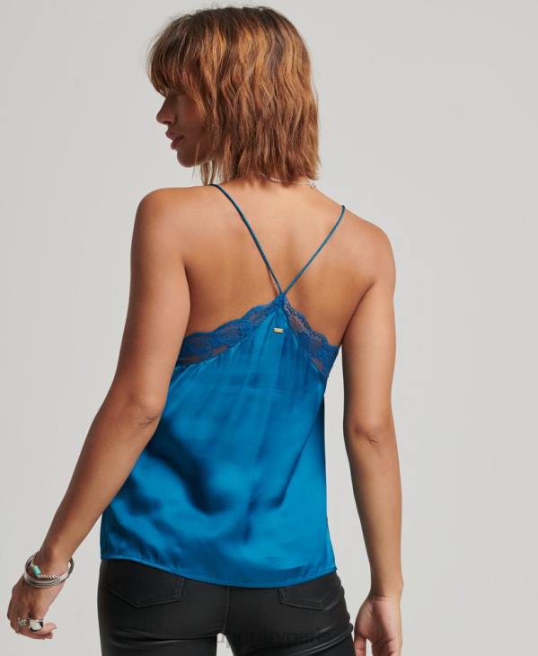 Superdry femmes débardeur en satin D64Z2938 vêtements bleu
