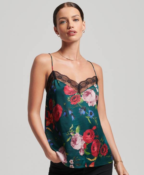 Superdry femmes débardeur en satin D64Z2961 vêtements vert
