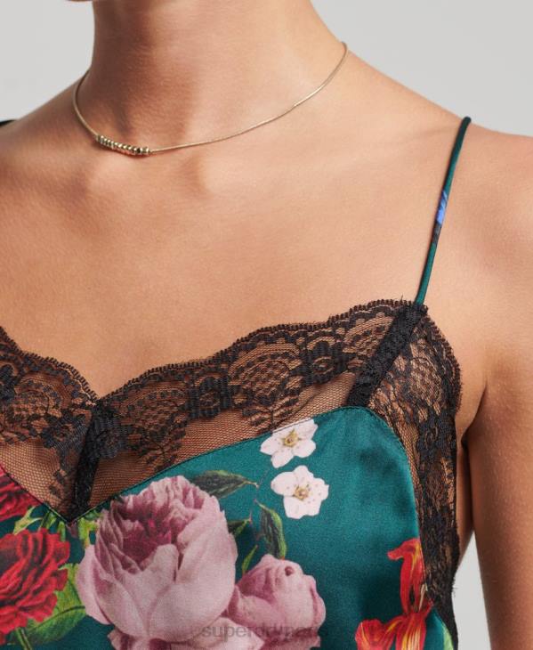 Superdry femmes débardeur en satin D64Z2961 vêtements vert