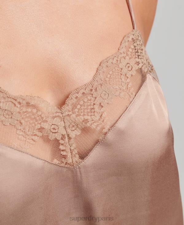 Superdry femmes débardeur en satin D64Z2991 vêtements brun