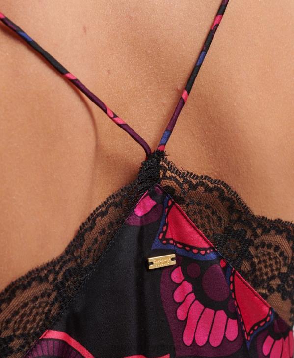 Superdry femmes débardeur en satin D64Z2992 vêtements noir