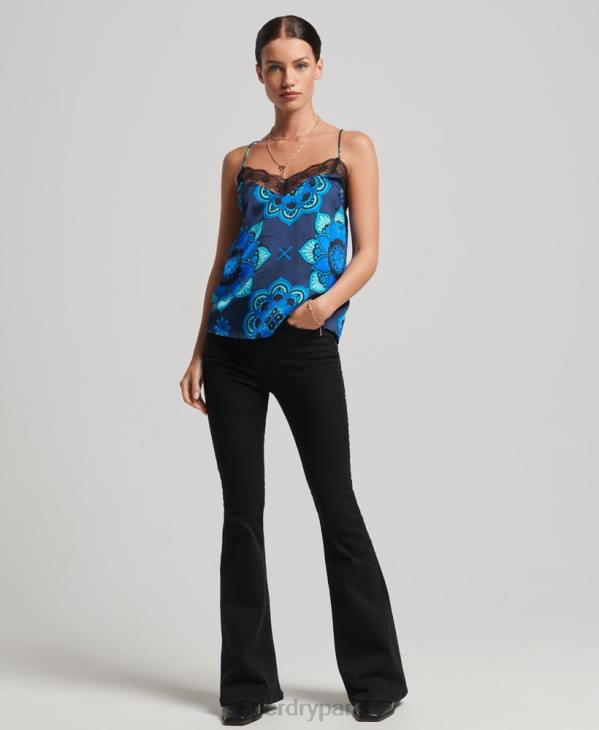 Superdry femmes débardeur en satin D64Z2993 vêtements bleu