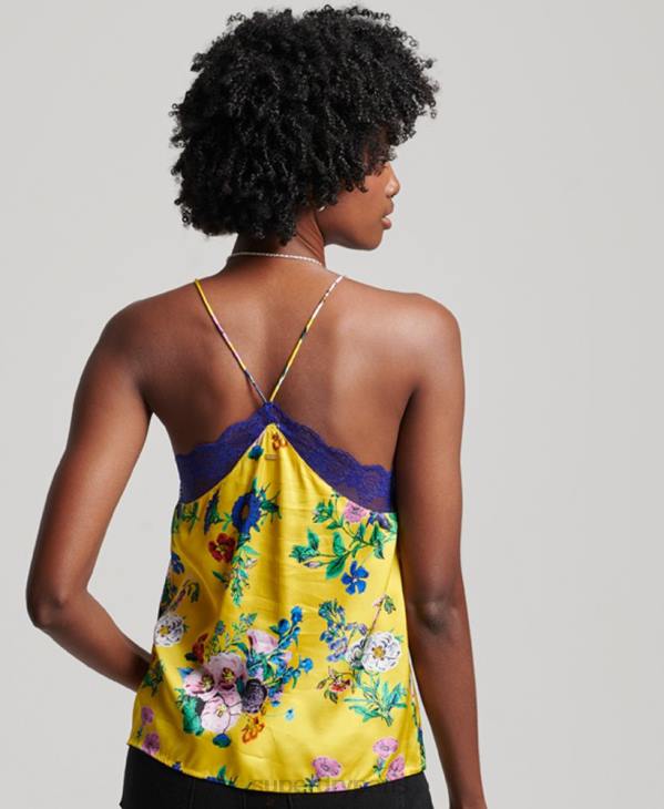 Superdry femmes débardeur en satin D64Z2994 vêtements jaune