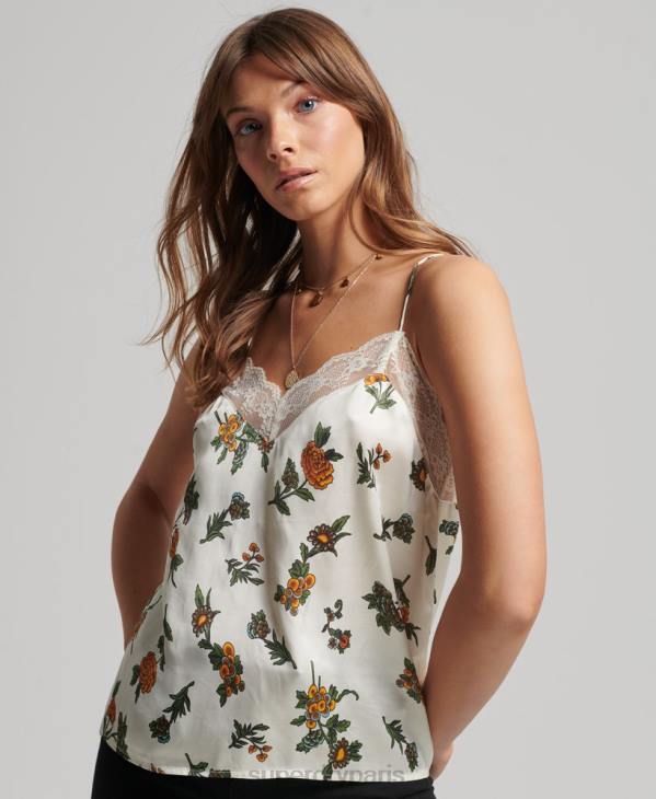 Superdry femmes débardeur en satin D64Z2995 vêtements blanc