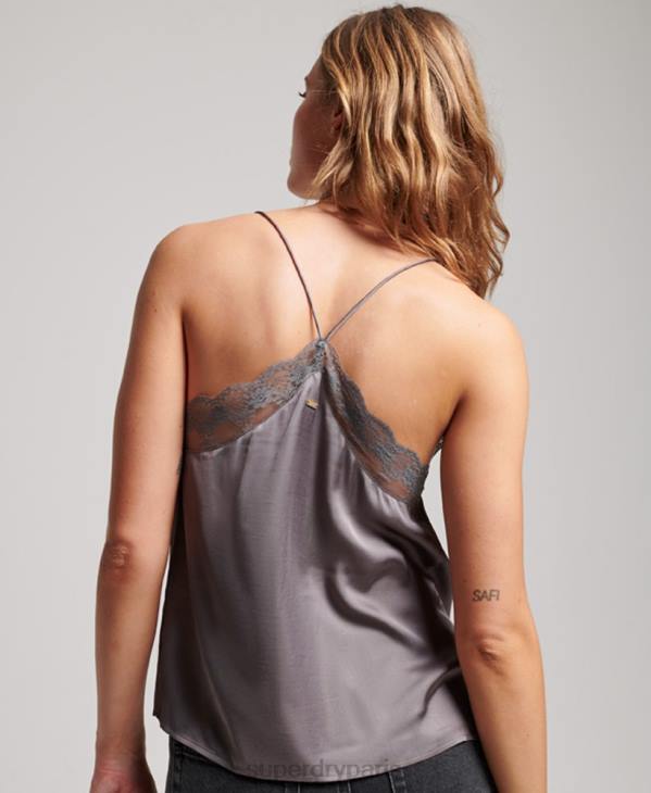 Superdry femmes débardeur en satin D64Z3017 vêtements gris