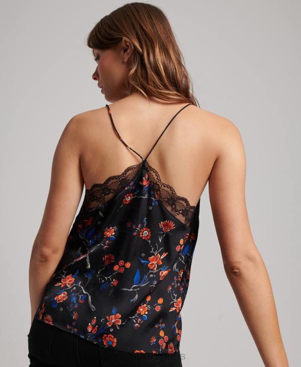 Superdry femmes débardeur en satin D64Z3030 vêtements noir