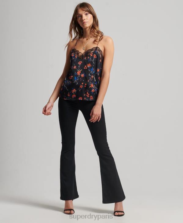 Superdry femmes débardeur en satin D64Z3030 vêtements noir