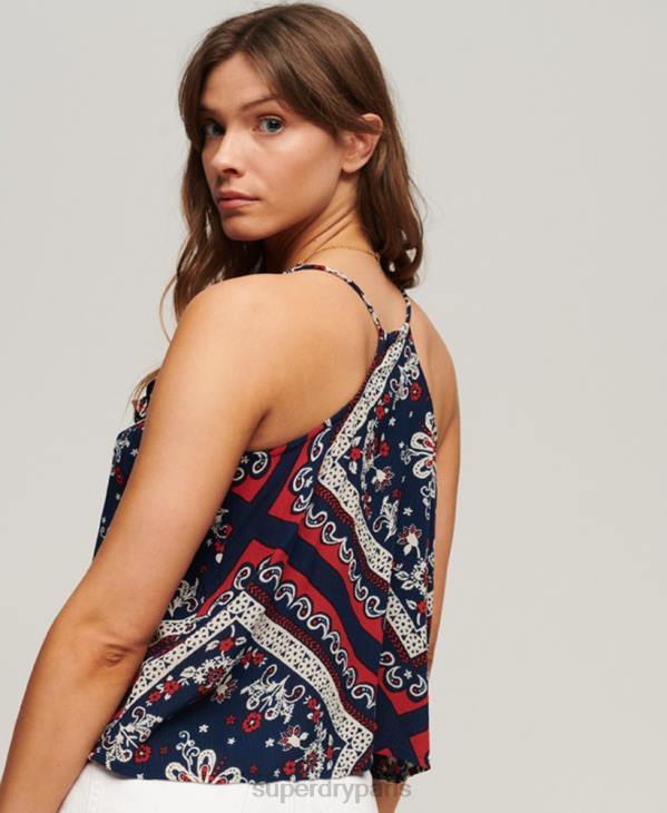 Superdry femmes débardeur imprimé à volants D64Z2111 vêtements bleu