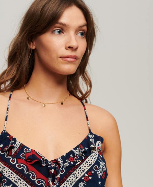 Superdry femmes débardeur imprimé à volants D64Z2111 vêtements bleu