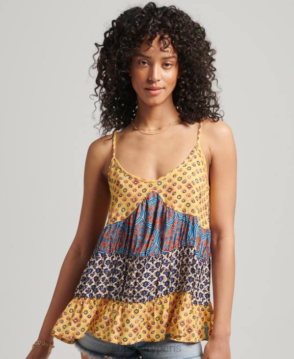 Superdry femmes débardeur vintage à volants D64Z3063 vêtements or