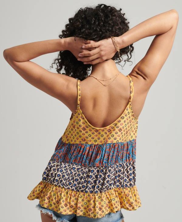 Superdry femmes débardeur vintage à volants D64Z3063 vêtements or
