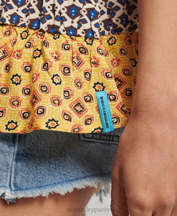 Superdry femmes débardeur vintage à volants D64Z3063 vêtements or