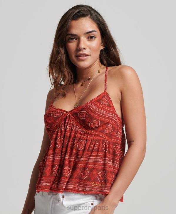 Superdry femmes débardeur à volants D64Z2889 vêtements rouge