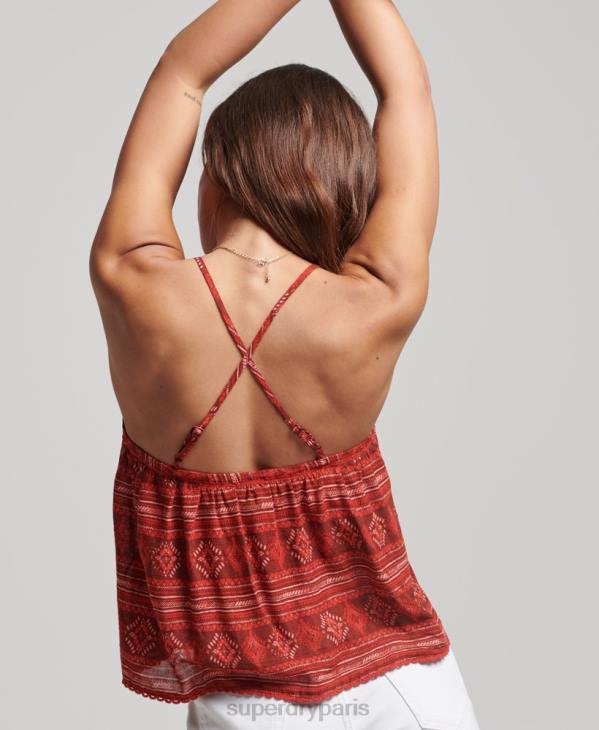 Superdry femmes débardeur à volants D64Z2889 vêtements rouge