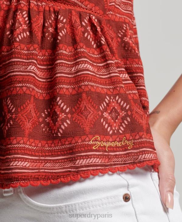 Superdry femmes débardeur à volants D64Z2889 vêtements rouge
